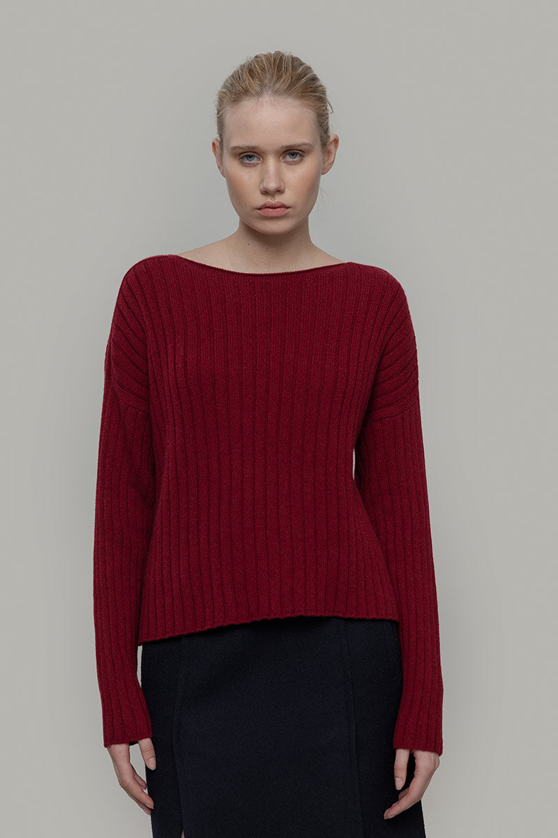 Maglia Scollo a Barca Donna Cashmere Rigenerato Luce - Rifò Lab Moda circolare made in Italy