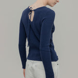 Maglia Seta Donna Nausicaa - Maglia scollo a barca con fiocco donna seta rigenerata - Rifò moda circolare made in Italy