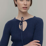 Maglia Seta Donna Nausicaa - Maglia scollo a barca con fiocco donna seta rigenerata - Rifò moda circolare made in Italy