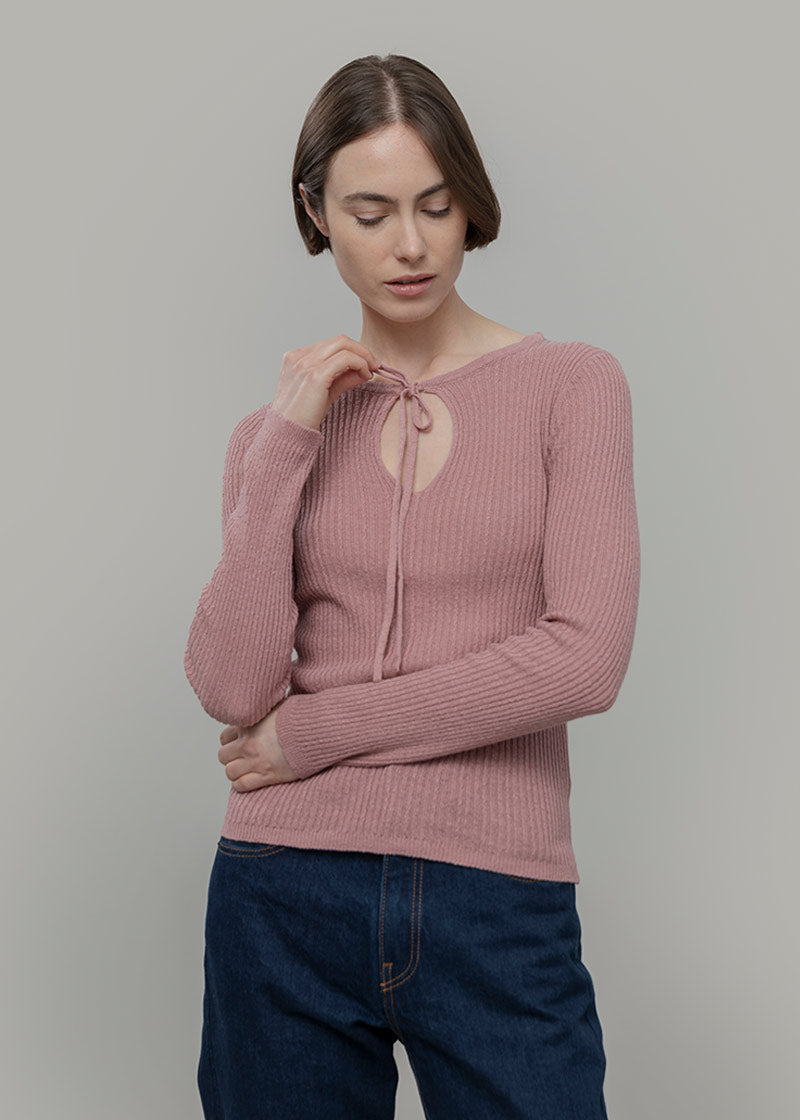 Maglia Seta Donna Nausicaa - Maglia scollo a barca con fiocco donna seta rigenerata - Rifò moda circolare made in Italy