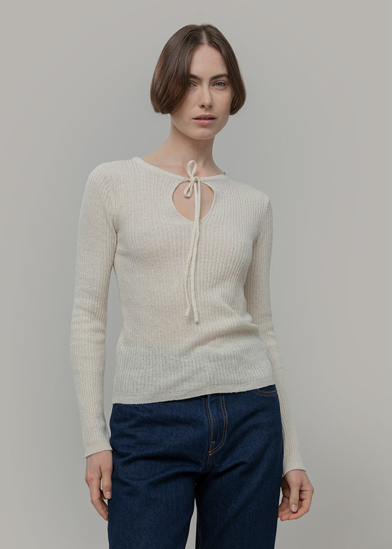 Maglia Seta Donna Nausicaa - Maglia scollo a barca con fiocco donna seta rigenerata - Rifò moda circolare made in Italy