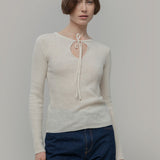 Maglia Seta Donna Nausicaa - Maglia scollo a barca con fiocco donna seta rigenerata - Rifò moda circolare made in Italy