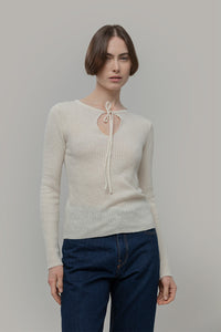 Maglia Seta Donna Nausicaa - Maglia scollo a barca con fiocco donna seta rigenerata - Rifò moda circolare made in Italy
