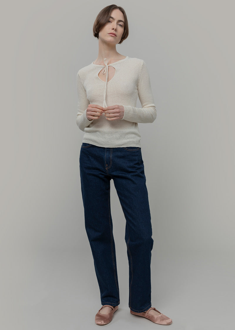 Maglia Seta Donna Nausicaa - Maglia scollo a barca con fiocco donna seta rigenerata - Rifò moda circolare made in Italy