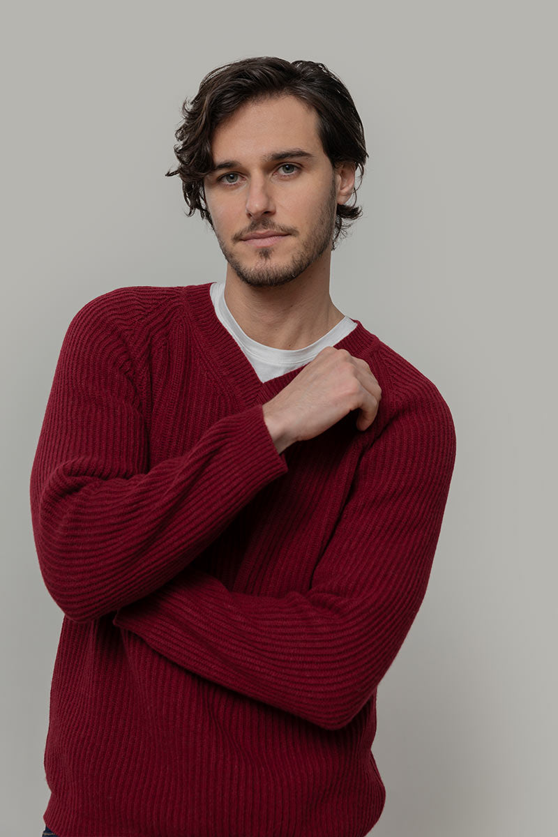 Maglia Scollo a V Uomo Cashmere Costante - Rifò Lab Moda circolare made in Italy