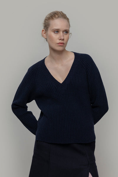 Pull Col V En Laine Bleu – Taille M – Bande Originale – Neuf Avec étiquettes