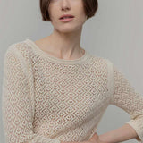 Maglia Traforata Donna Maglia Cotone Crochet Carmen - Rifò Lab Moda circolare made in Italy