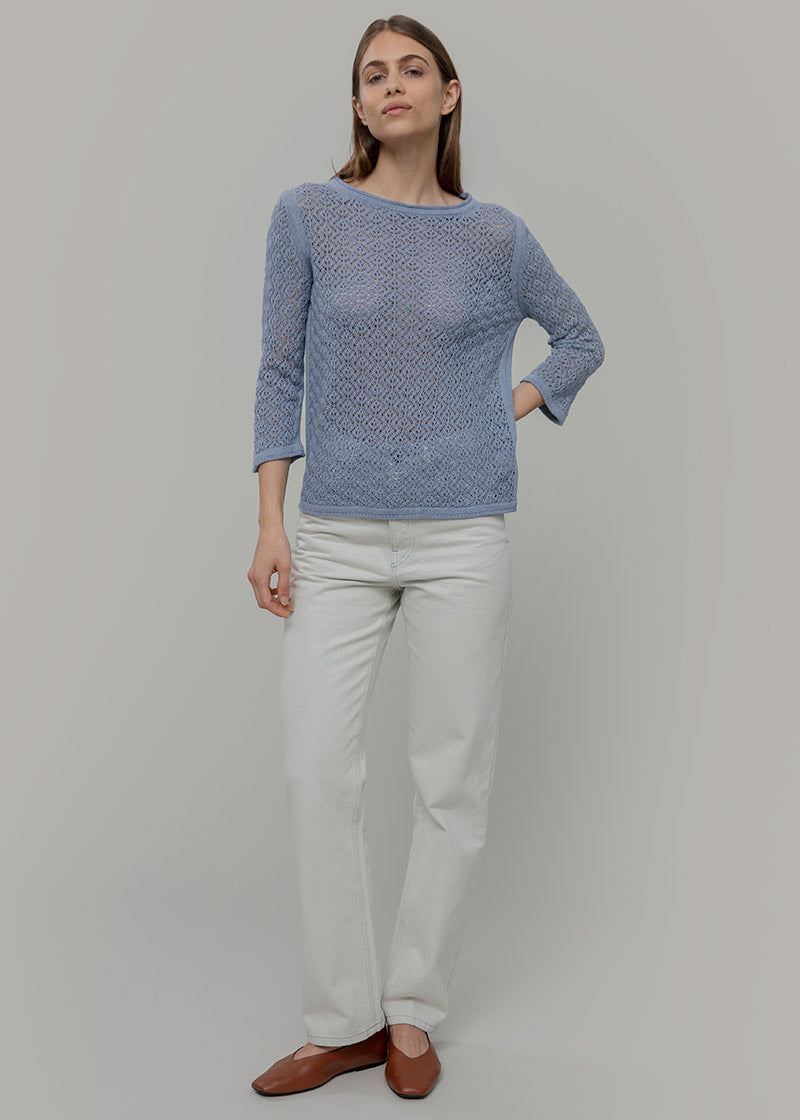 Maglia Traforata Donna Maglia Cotone Crochet Carmen - Rifò Lab Moda circolare made in Italy
