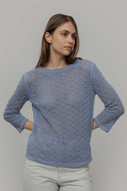Maglia Traforata Donna Maglia Cotone Crochet Carmen - Rifò Lab Moda circolare made in Italy