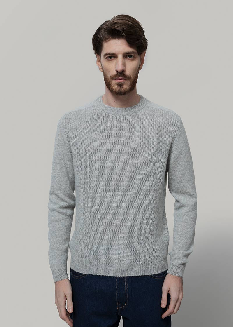 Maglione Uomo Alpaca Riciclata Grigio Silvano - Rifò Lab Moda circolare made in Italy