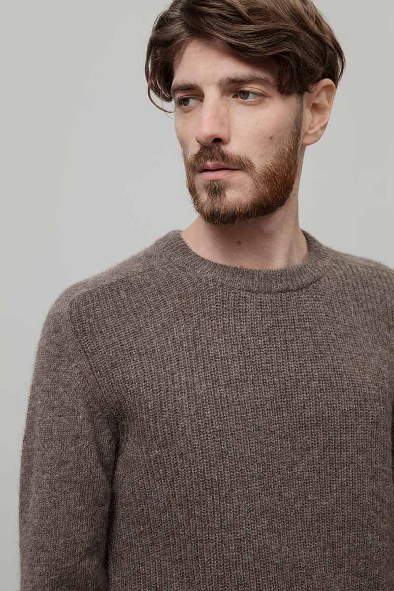Maglione Uomo Alpaca Riciclata Marrone Silvano - Rifò Lab Moda circolare made in Italy
