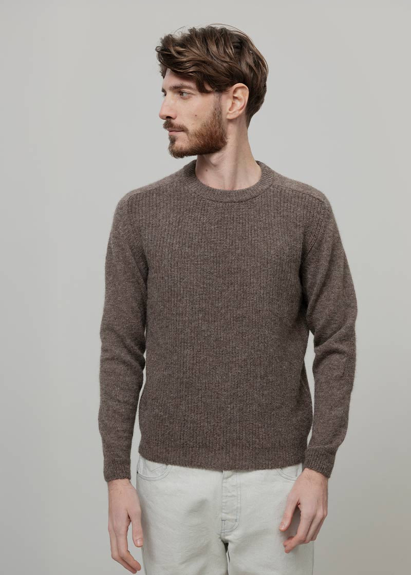 Maglione Uomo Alpaca Riciclata Marrone Silvano - Rifò Lab Moda circolare made in Italy