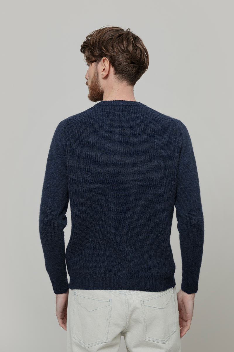 Maglione Uomo Alpaca Riciclata Blu Silvano - Rifò Lab Moda circolare made in Italy