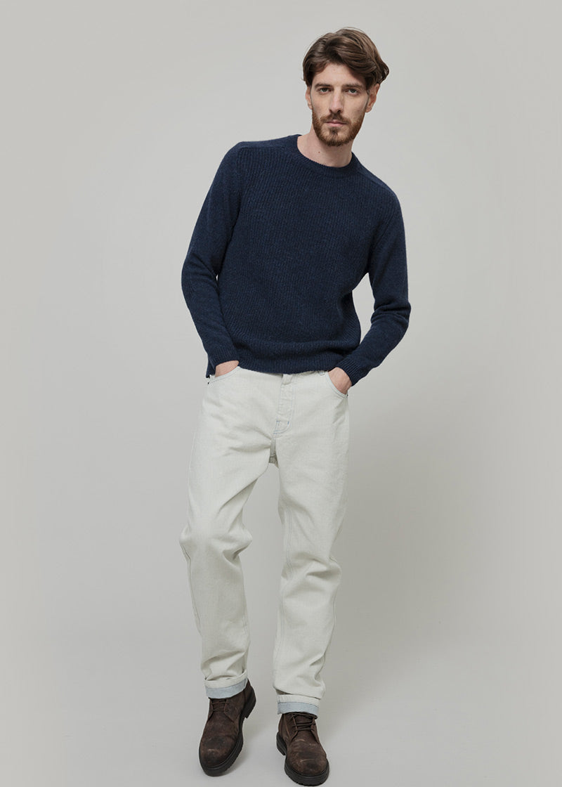 Maglione Uomo Alpaca Riciclata Blu Silvano - Rifò Lab Moda circolare made in Italy