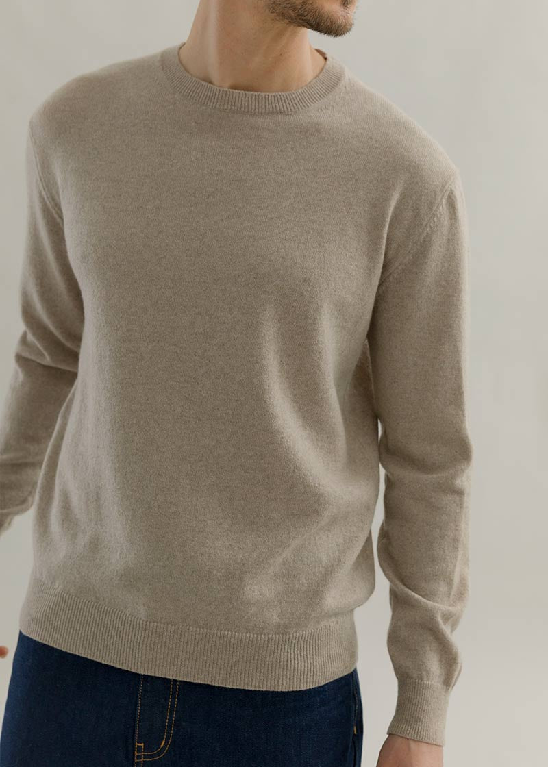 Maglia Girocollo Cashmere Rigenerato Uomo Beige - Rifò
