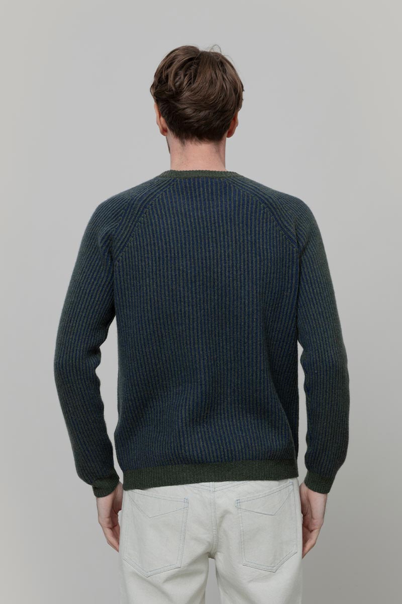 Maglione Cashmere Uomo Invernale Girocollo Amedeo - Rifò Lab Moda circolare made in Italy
Bicolor Verde Blu