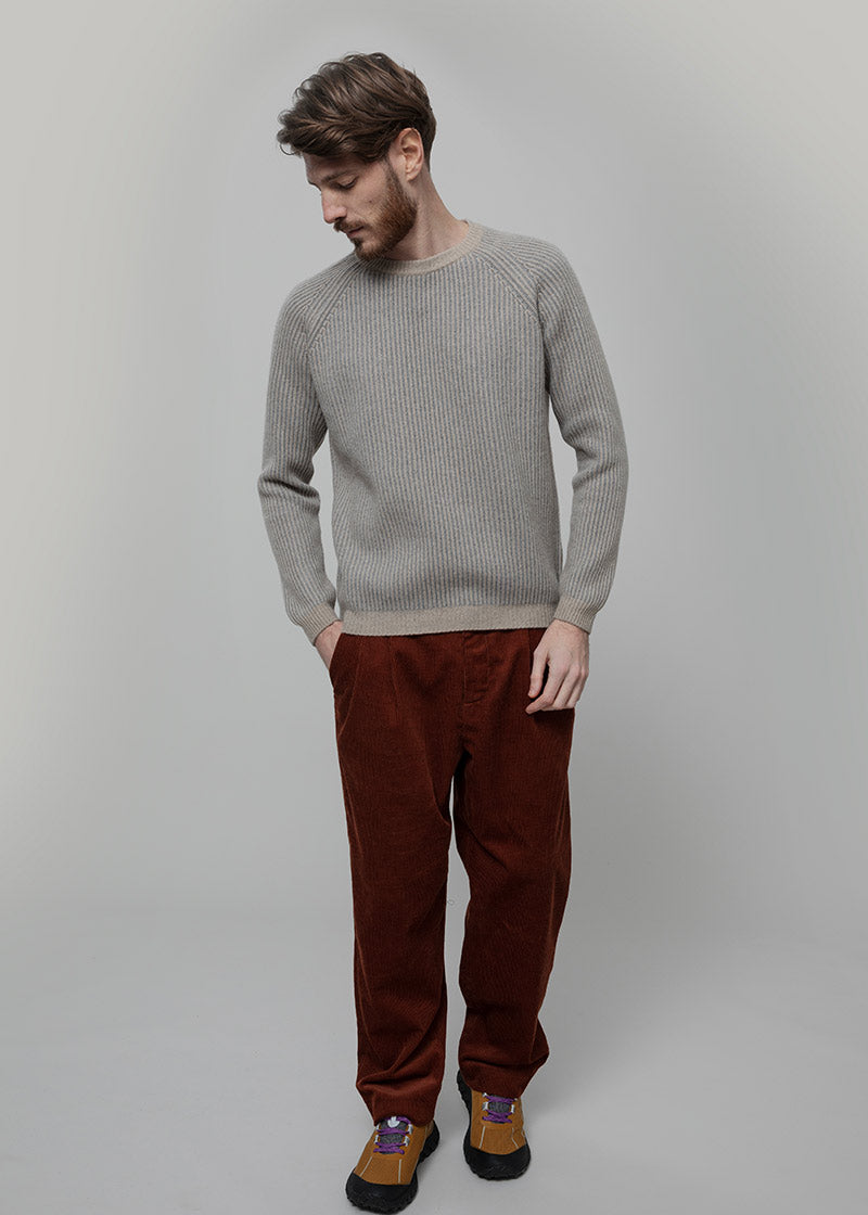 Maglione Cashmere Uomo Invernale Girocollo Amedeo - Rifò Lab Moda circolare made in Italy
Bicolor Beige Grigio