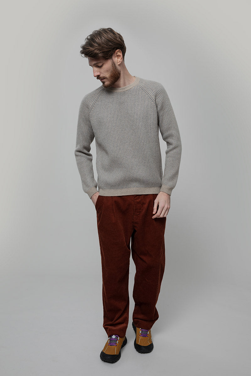 Maglione Cashmere Uomo Invernale Girocollo Amedeo - Rifò Lab Moda circolare made in Italy
Bicolor Beige Grigio