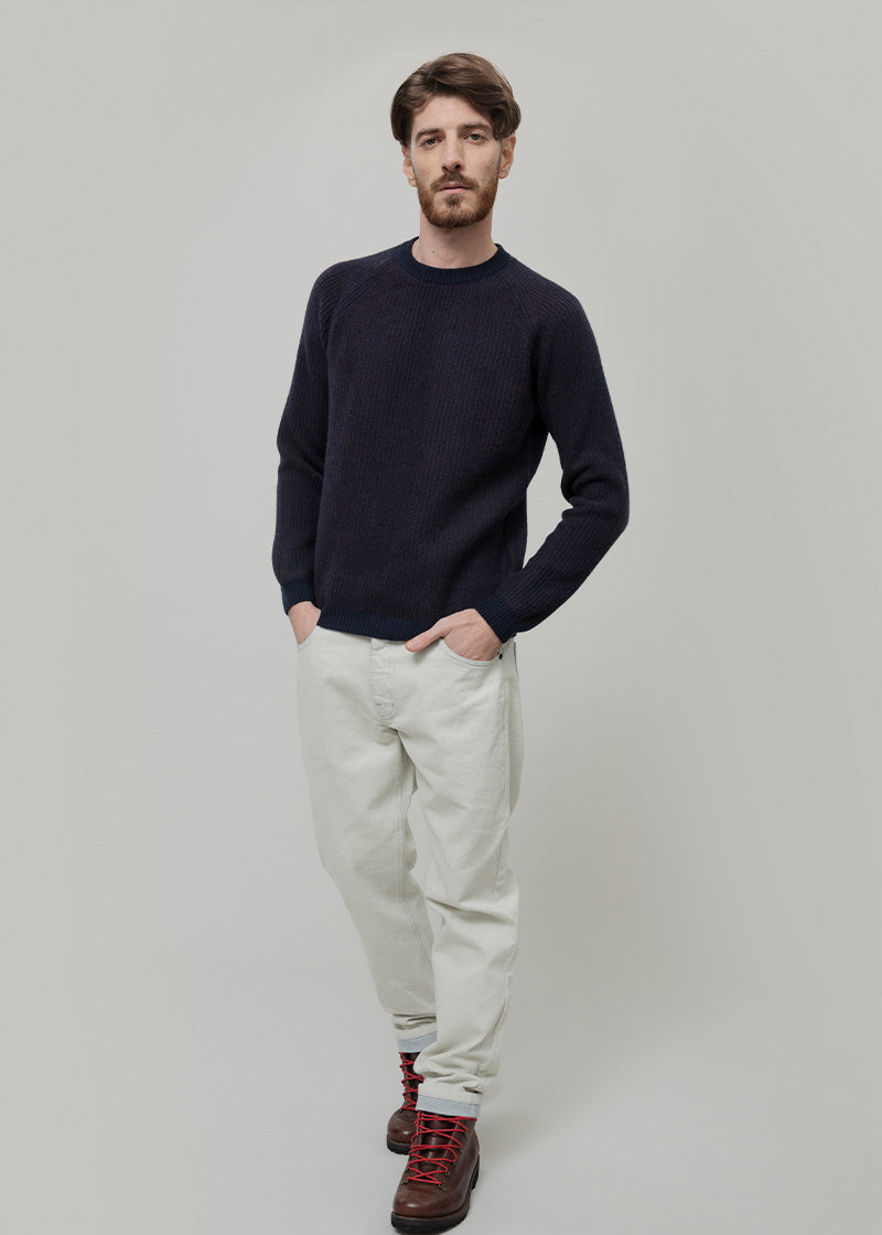 Maglione Cashmere Uomo Invernale Girocollo Amedeo - Rifò Lab Moda circolare made in Italy
Bicolor Blu Marrone 