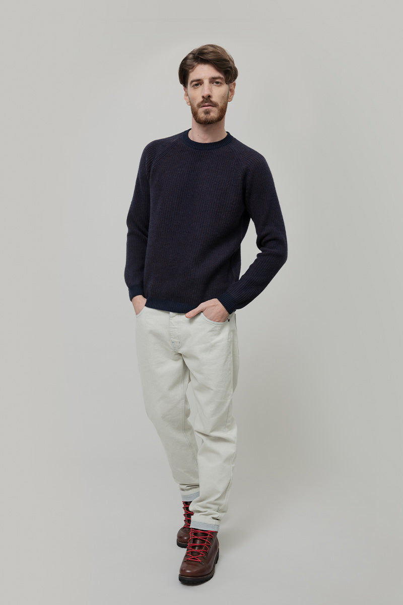 Maglione Cashmere Uomo Invernale Girocollo Amedeo - Rifò Lab Moda circolare made in Italy
Bicolor Blu Marrone 