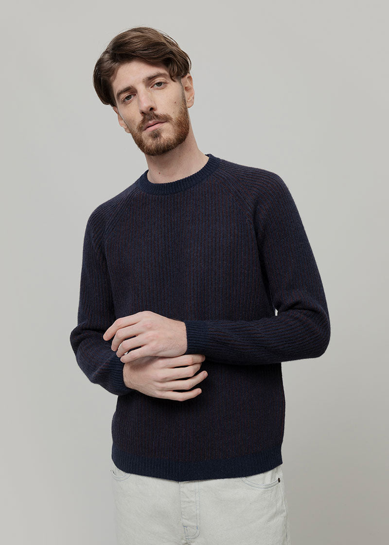 Maglione Cashmere Uomo Invernale Girocollo Amedeo - Rifò Lab Moda circolare made in Italy
Bicolor Blu Marrone 