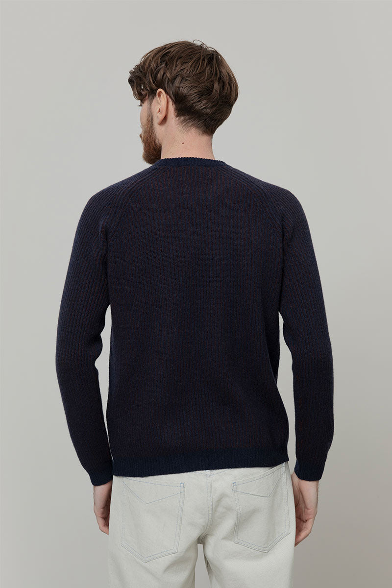 Maglione Cashmere Uomo Invernale Girocollo Amedeo - Rifò Lab Moda circolare made in Italy
Bicolor Blu Marrone 