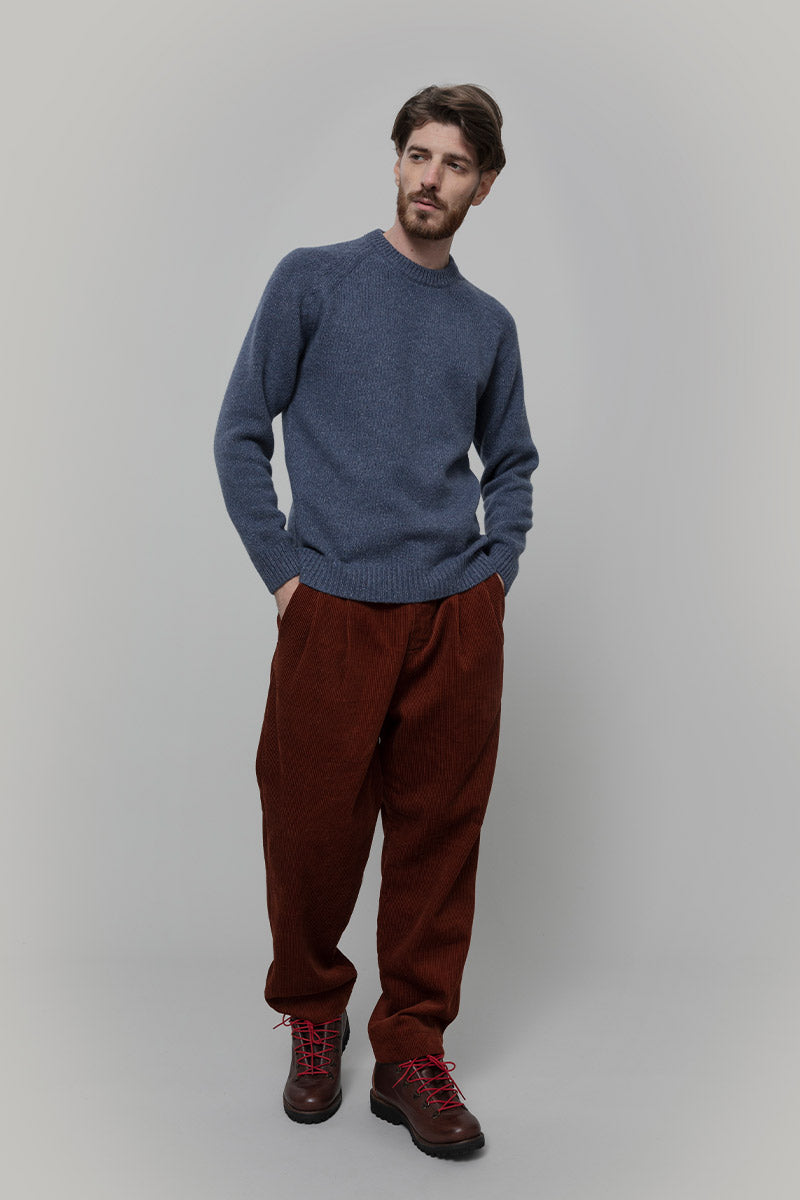 Maglia Cashmere Uomo Donegal Girocollo Blu Biagio - Rifò Lab Moda circolare made in Italy