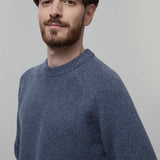Maglia Cashmere Uomo Donegal Girocollo Blu Biagio - Rifò Lab Moda circolare made in Italy