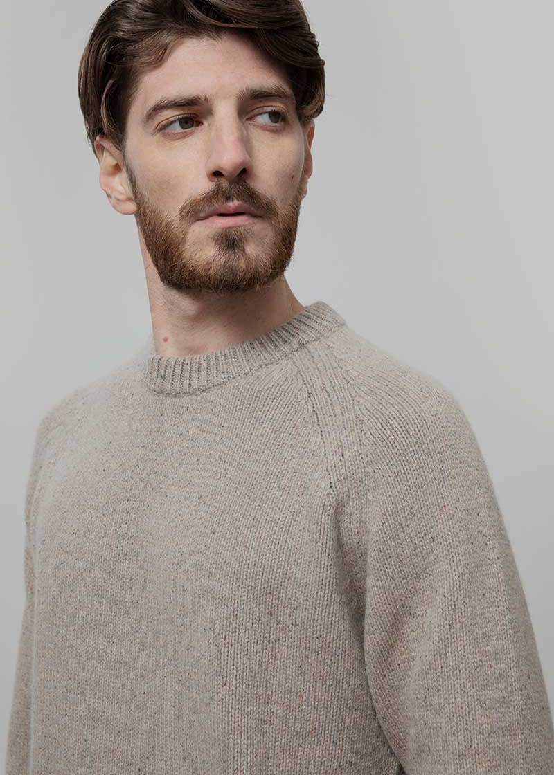 Maglia Cashmere Uomo Donegal Girocollo Biagio - Rifò Lab Moda circolare made in Italy