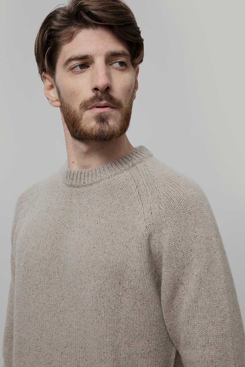 Maglia Cashmere Uomo Donegal Girocollo Biagio - Rifò Lab Moda circolare made in Italy