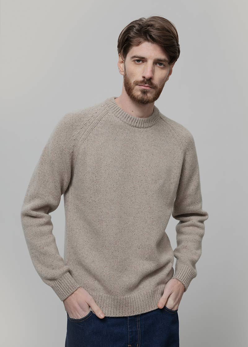 Maglia Cashmere Uomo Donegal Girocollo Biagio - Rifò Lab Moda circolare made in Italy