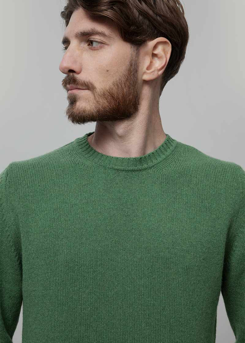 Maglione Cashmere Girocollo Uomo Romeo - Rifò Lab Moda circolare made in Italy
Verde Bietola