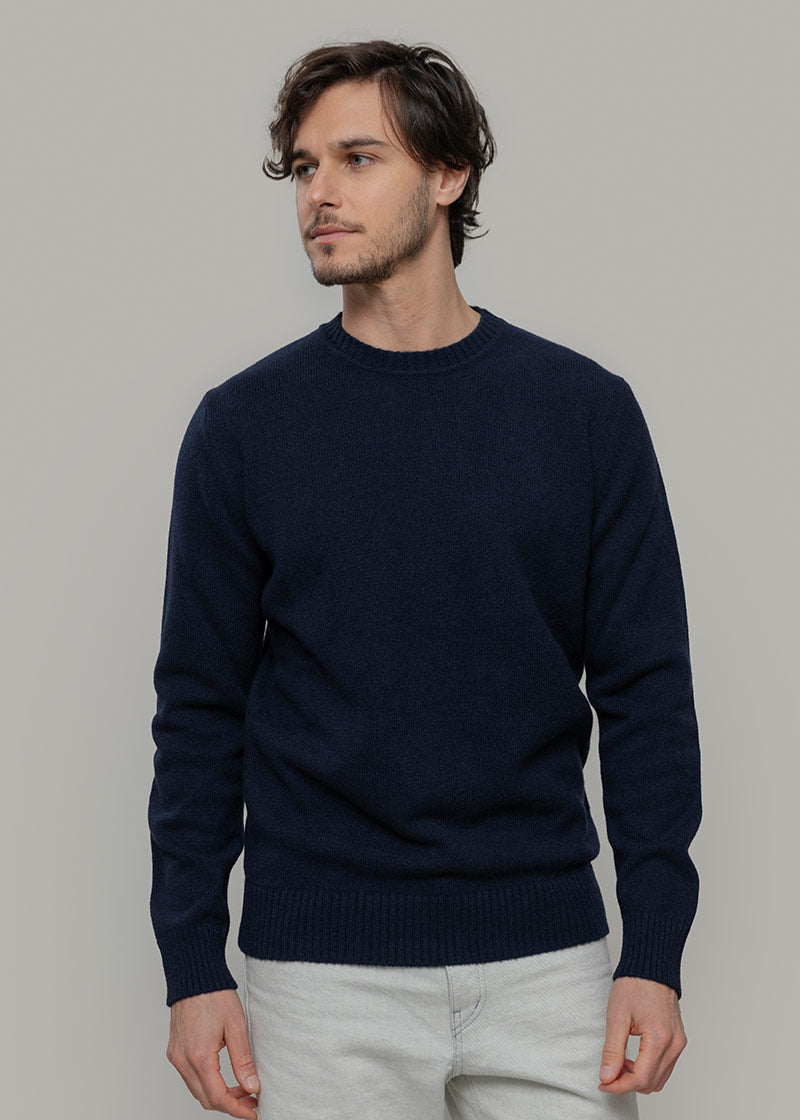 Blu Mora | Maglione uomo cashmere rigenerato paricollo