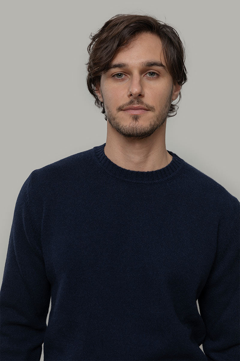 Blu Mora | Maglione uomo cashmere rigenerato paricollo