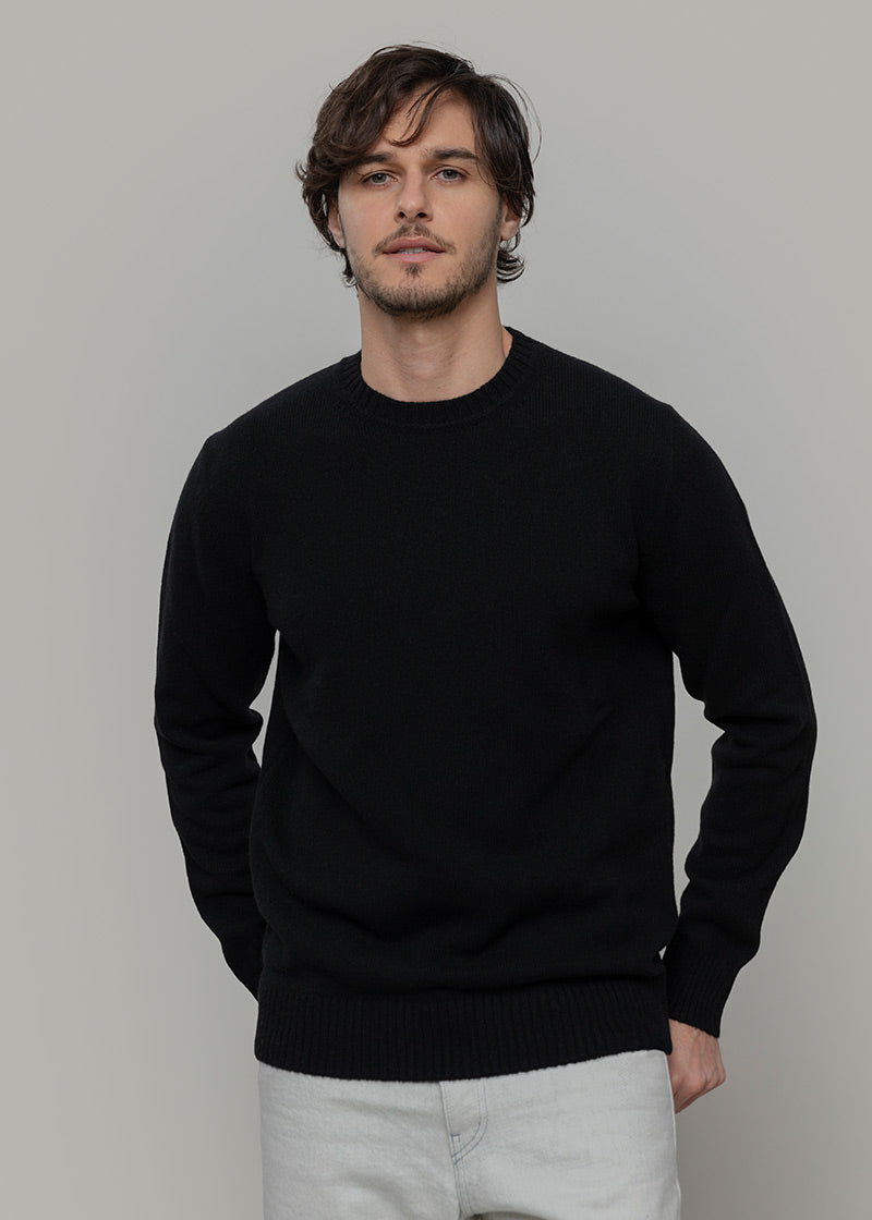 Nero Ardesia | Maglione uomo paricollo cashmere rigenerato