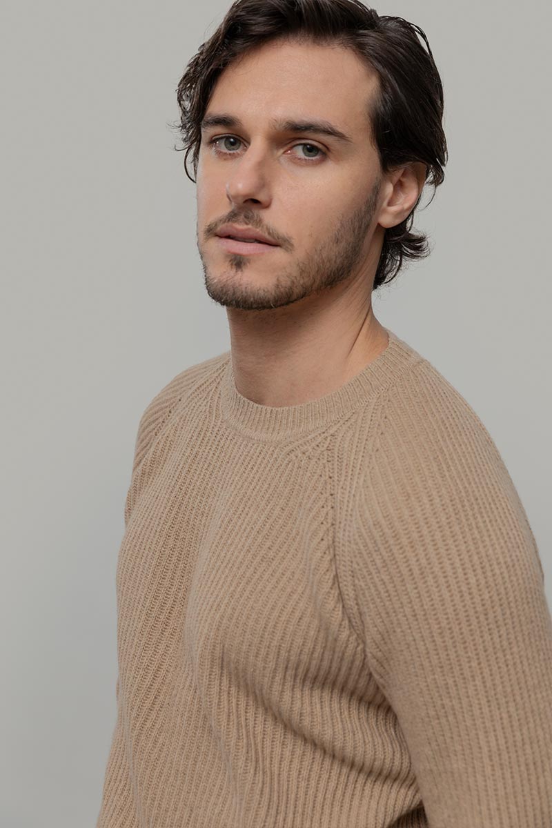 Maglione Uomo Cashmere Rigenerato a Coste Sante- Rifò Lab Moda circolare made in Italy 
