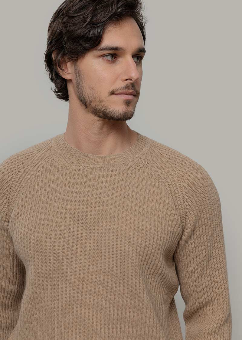 Maglione Uomo Cashmere Rigenerato a Coste Sante- Rifò Lab Moda circolare made in Italy 
