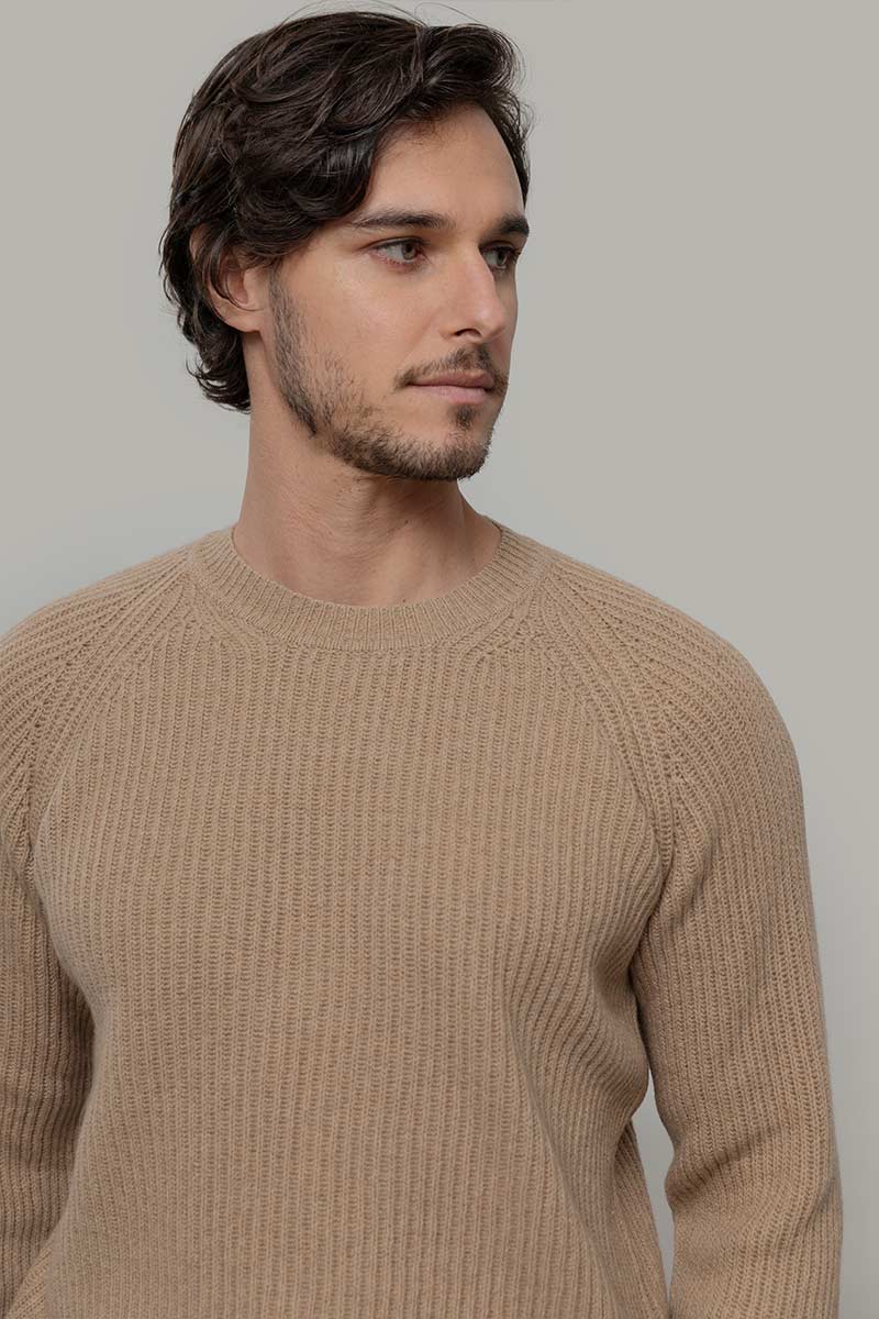 Maglione Uomo Cashmere Rigenerato a Coste Sante- Rifò Lab Moda circolare made in Italy 
