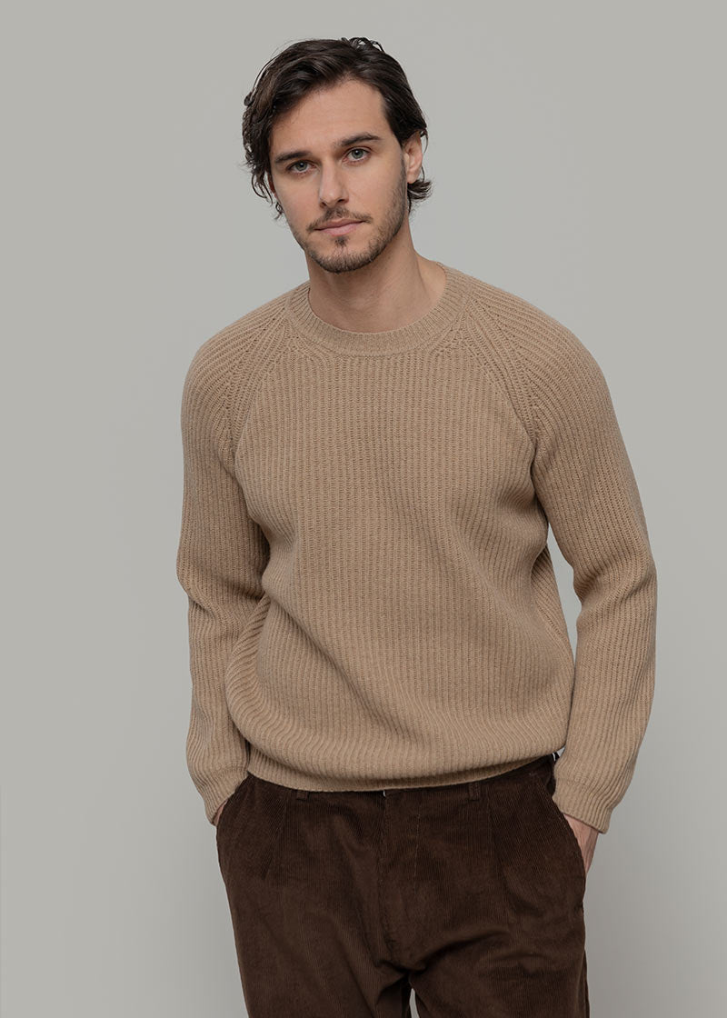 Maglione Uomo Cashmere Rigenerato a Coste Sante- Rifò Lab Moda circolare made in Italy 
