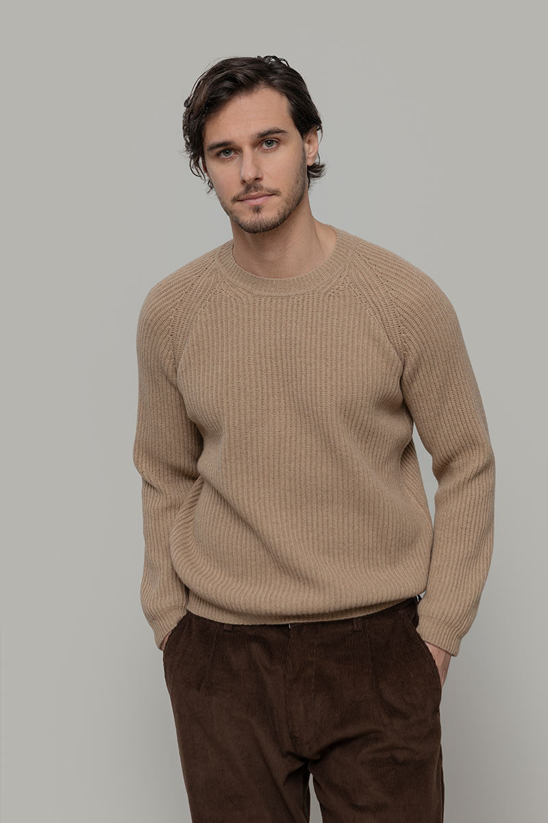 Maglione Uomo Cashmere Rigenerato a Coste Sante- Rifò Lab Moda circolare made in Italy 
