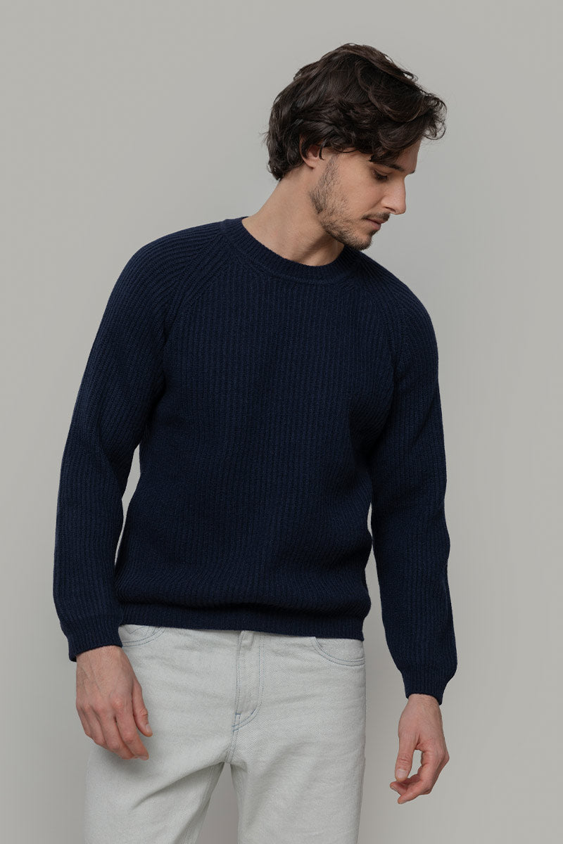 Maglione Uomo Cashmere Rigenerato a Coste Sante- Rifò Lab Moda circolare made in Italy 
