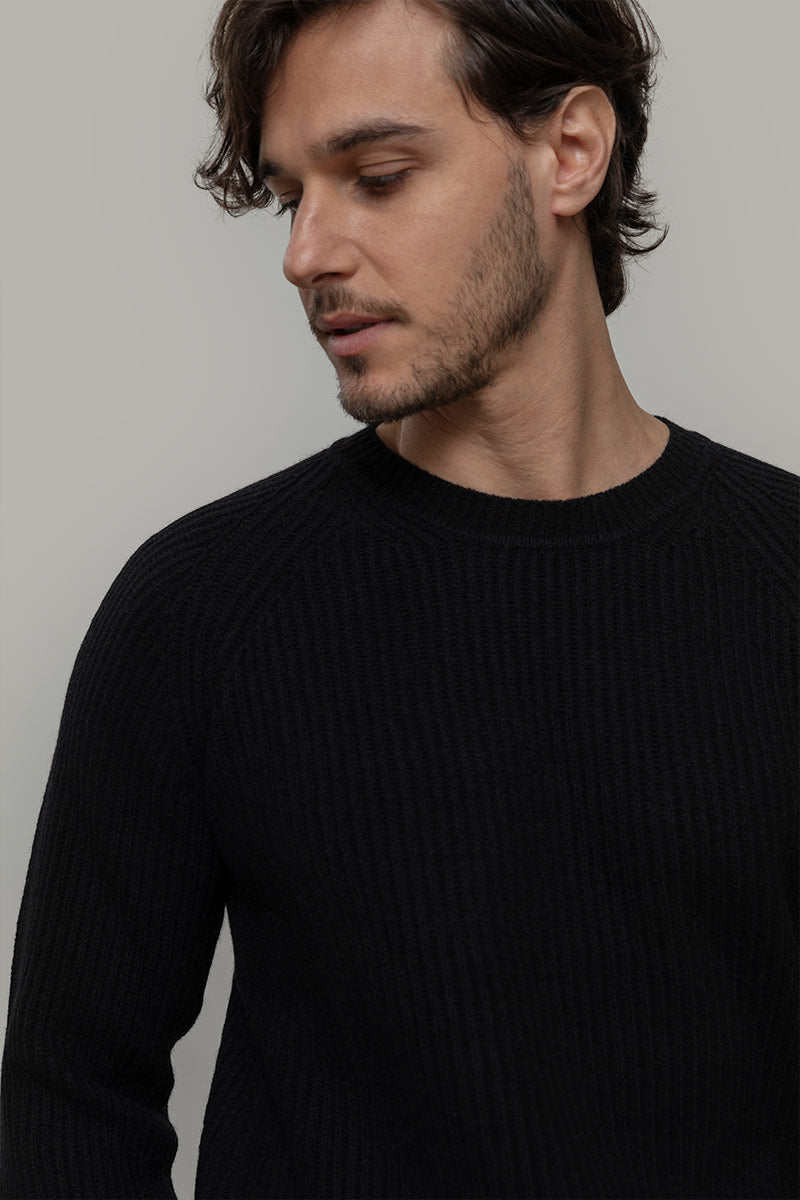 Maglione Uomo Cashmere Rigenerato a Coste Sante - Rifò Lab Moda circolare made in Italy 
