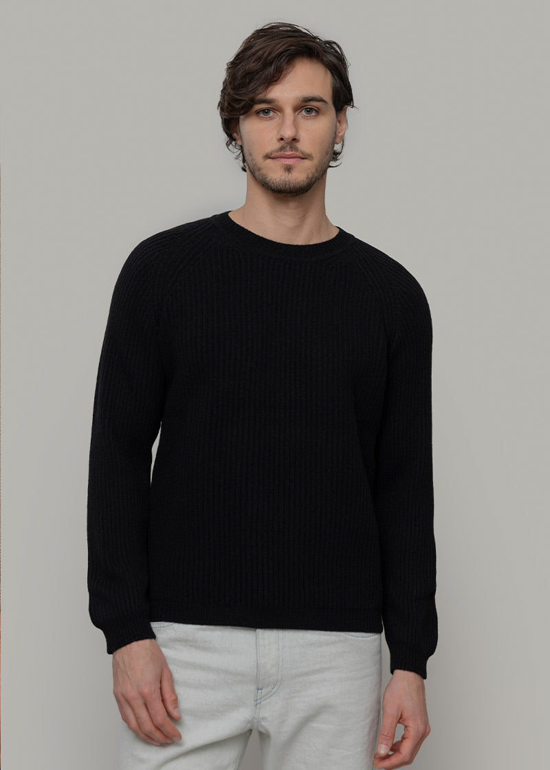 Maglione Uomo Cashmere Rigenerato a Coste Sante- Rifò Lab Moda circolare made in Italy 
