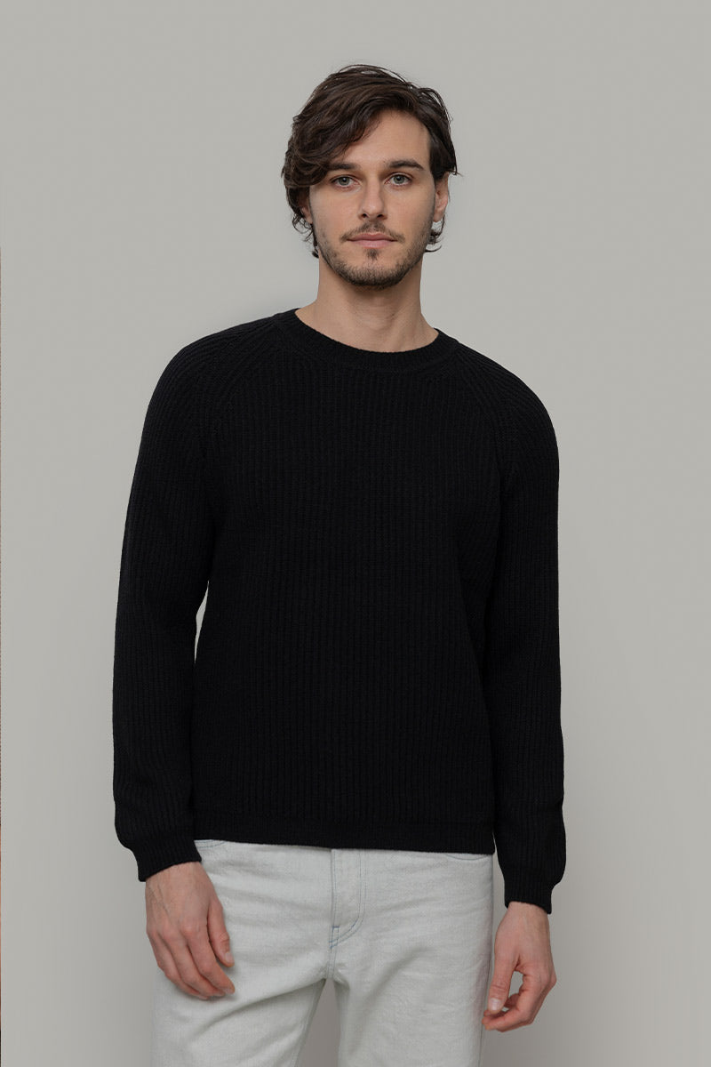 Maglione Uomo Cashmere Rigenerato a Coste Sante- Rifò Lab Moda circolare made in Italy 

