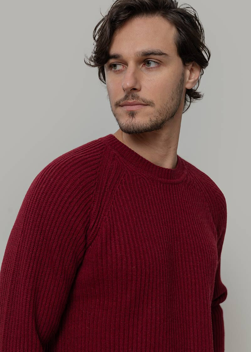 Maglione Uomo Cashmere Rigenerato a Coste Sante- Rifò Lab Moda circolare made in Italy 
