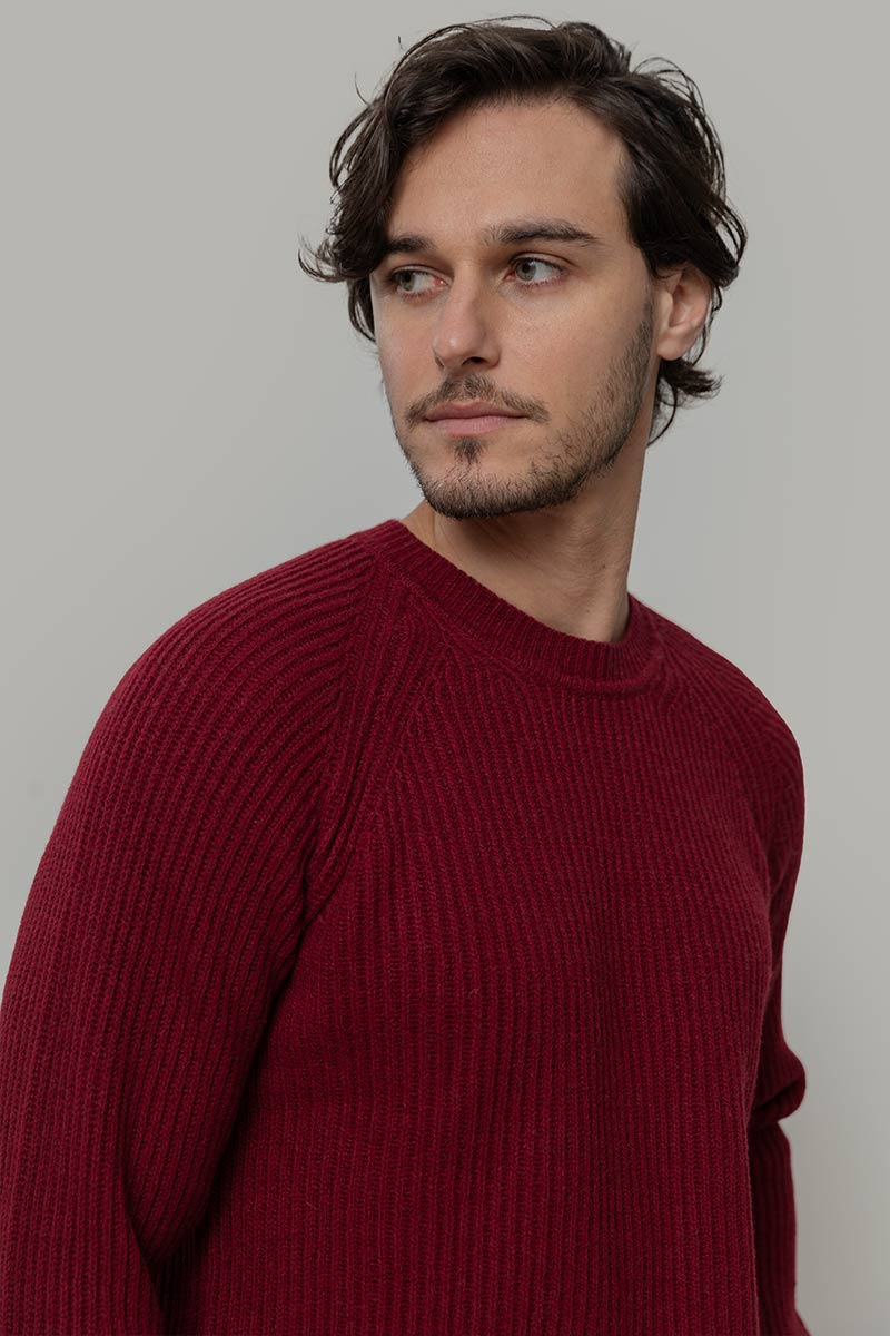 Maglione Uomo Cashmere Rigenerato a Coste Sante- Rifò Lab Moda circolare made in Italy 
