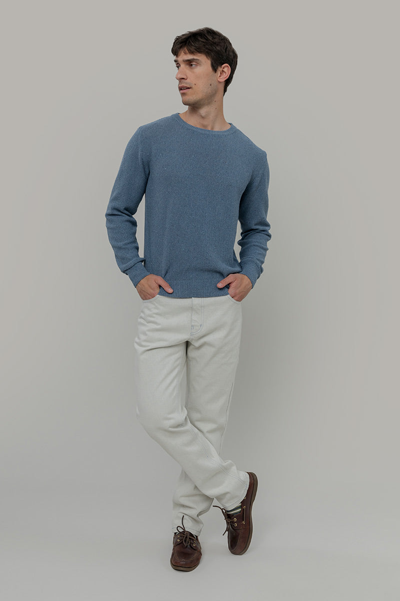 Blu Atlantico | Maglioncino leggero cotone jeans rigenerato