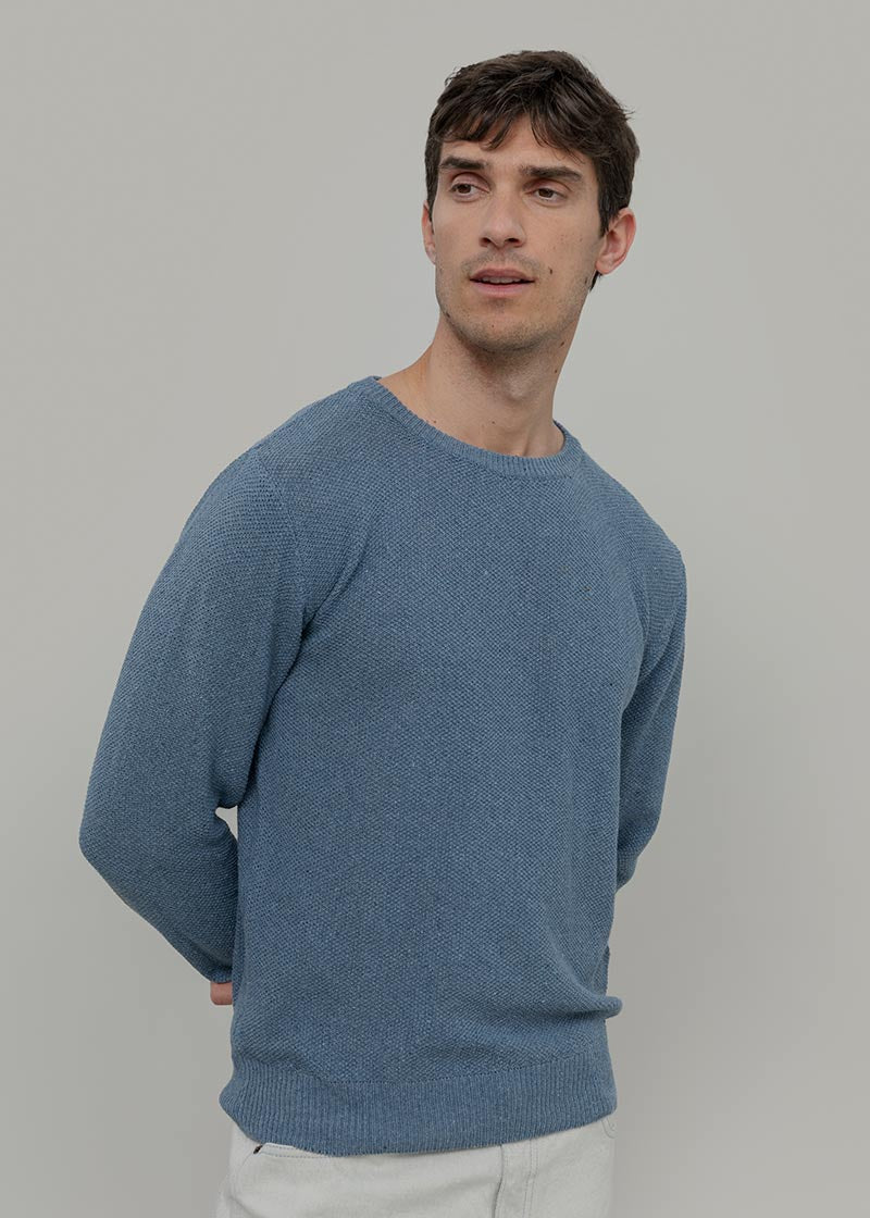 Blu Atlantico | Maglioncino leggero cotone jeans rigenerato