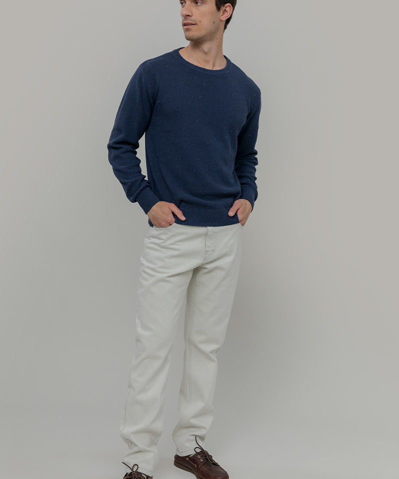 Blu Baltico | Maglioncino leggero cotone jeans rigenerato