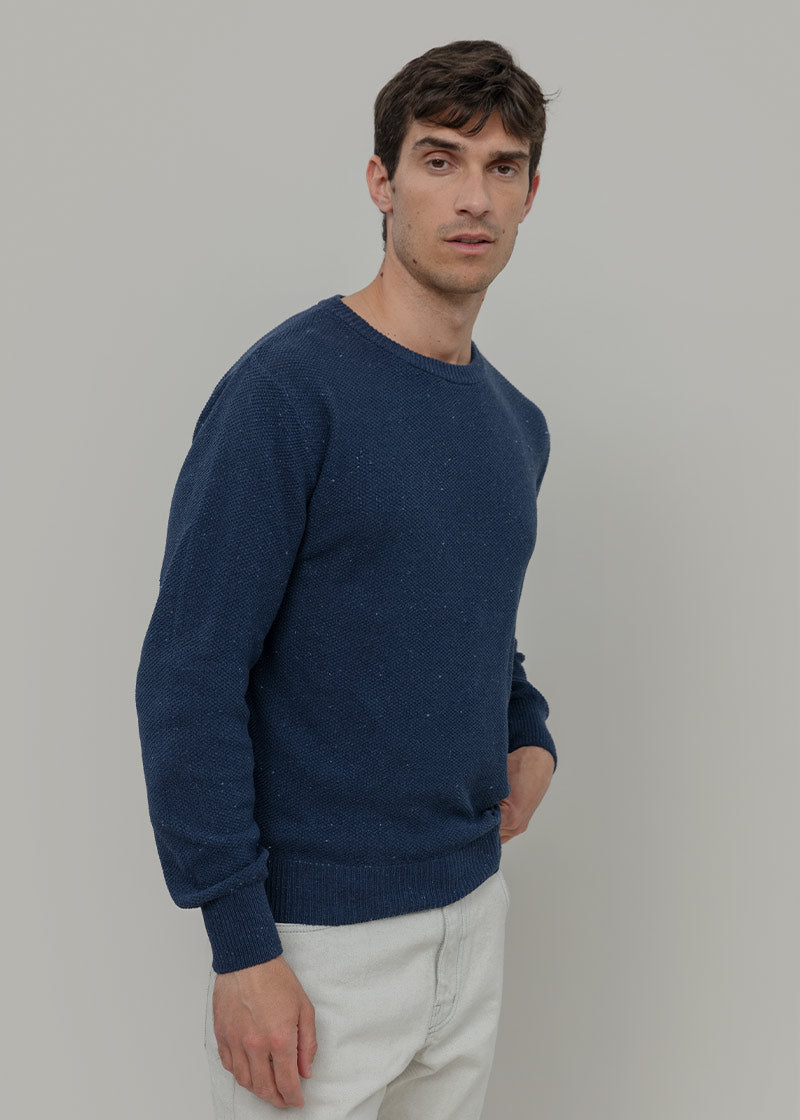 Blu Baltico | Maglioncino leggero cotone jeans rigenerato